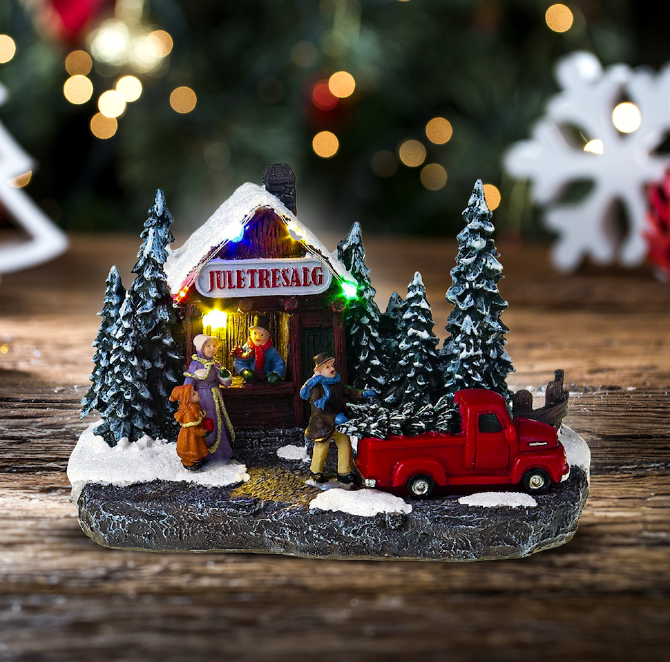 Christmas Tree Stall - Christmas Village Scene - Santa's Light Shop