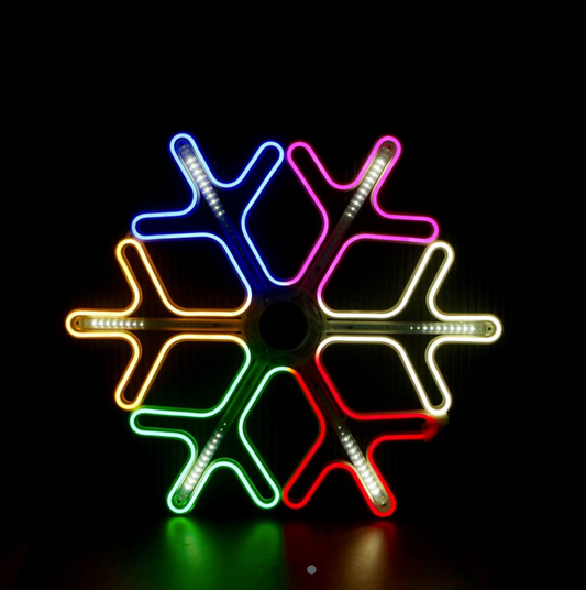 Neon Snowflake 60x60 cm flerfärgad julljus