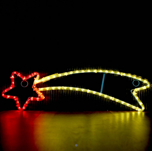 Shooting star 68x21 cm - Rött och varmvitt LED-ljus