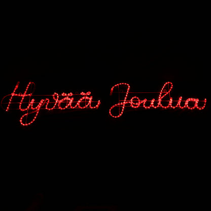 LED Motiv - Hyvää Joulua - röd skylt