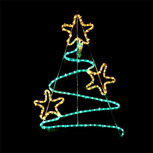 Green LED Christmas tree with warm white stars