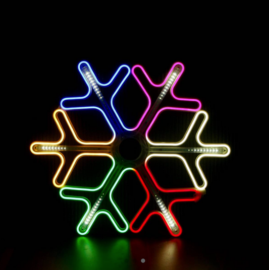 Neon Snöflingor 60x60 cm flerfärgad julljus