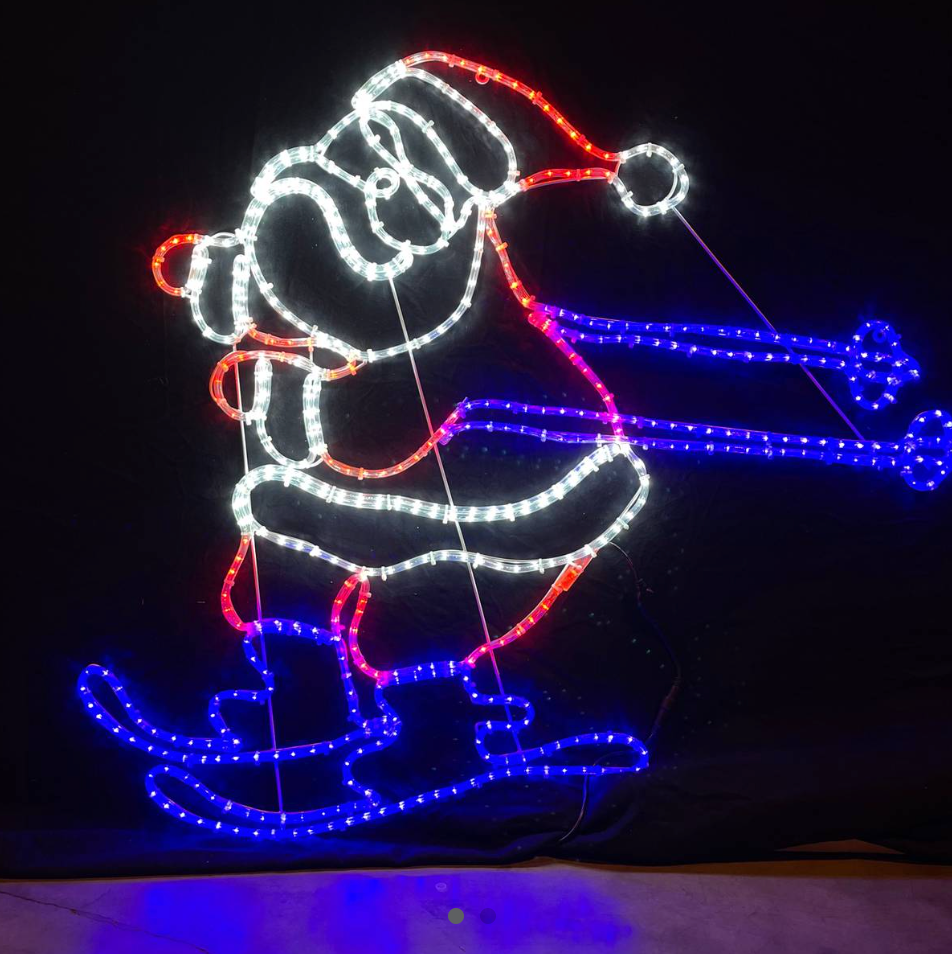 Santa Claus on skies - Outdoor LED Motiv 122x120 cm